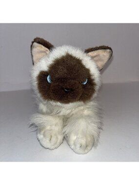 Bella Siamese Cat 13” Aurora Flopisie Stuffed Animal Plush Floppy Kitten Blue Ey